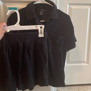 Black short 2 piece set